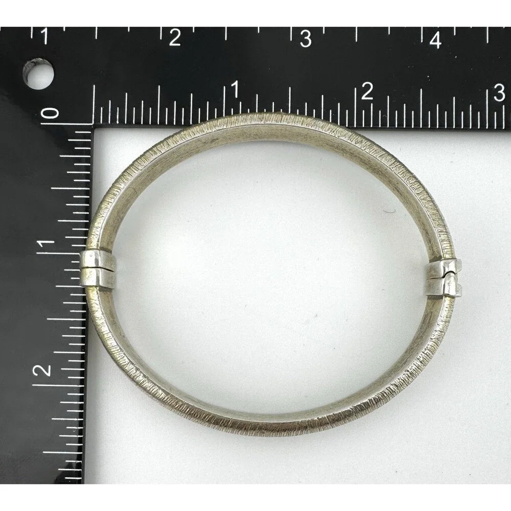 Vintage Sterling Silver Clamper Bracelet Italy Modernist Textured 925 7
